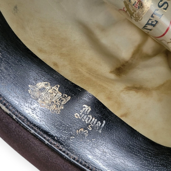 Stetson Vintage Fedora Style Brown Suede Hat with Red Feather Sz 6 7/8 - Picture 6 of 16